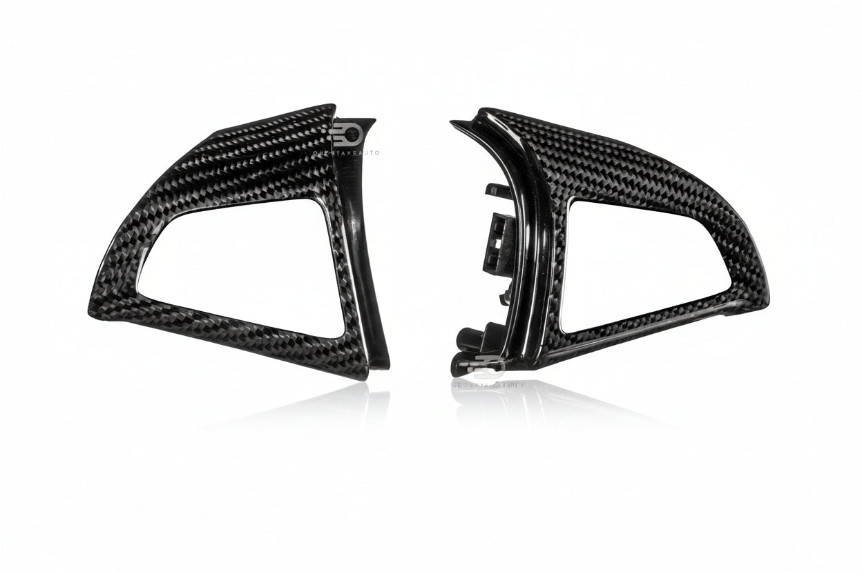 Real Carbon Fiber Steering Wheel Button Trim Cover Frame Bezels interior Replacement part For 5th gen chevy camaro 2010-2015