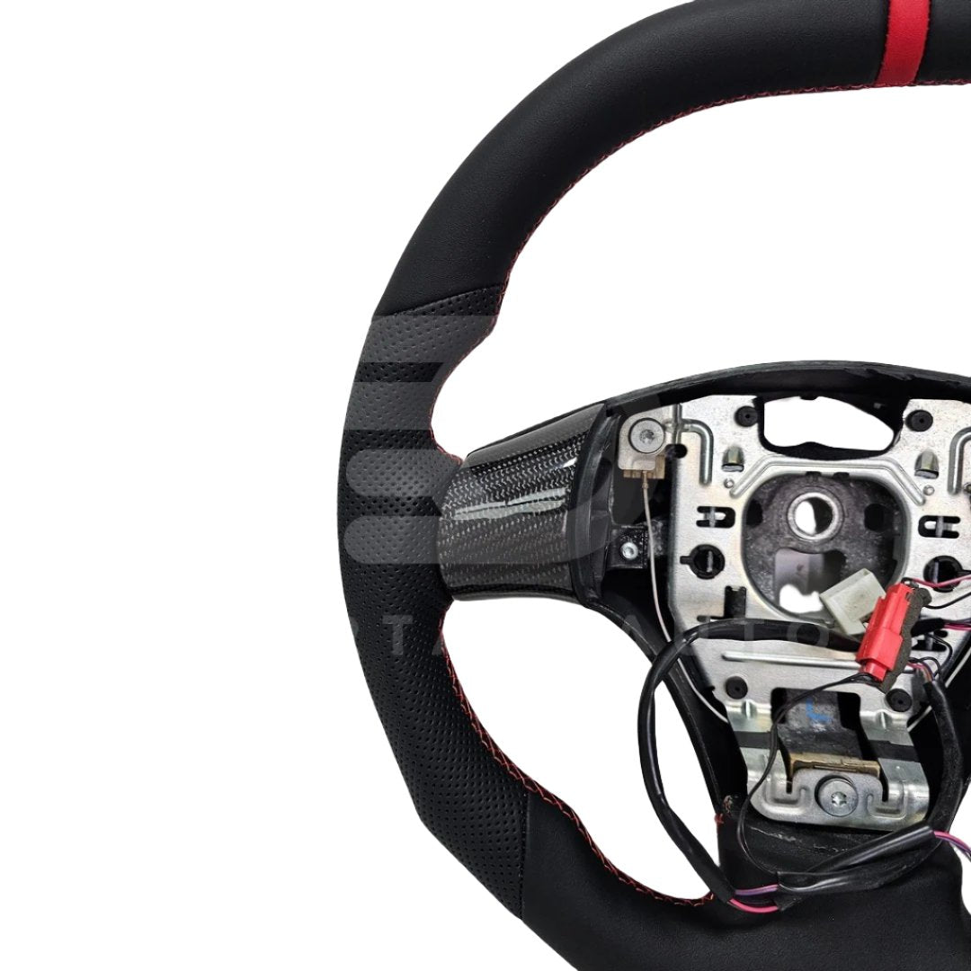 Carbon Fiber Steering Wheel C6 Corvette 2006-2011 Leather + Carbon Button Trim + Carbon Back Plate
