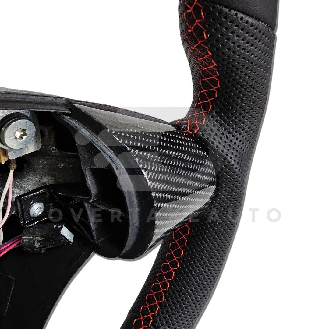 Carbon Fiber Steering Wheel C6 Corvette 2006-2011 Leather + Carbon Button Trim + Carbon Back Plate