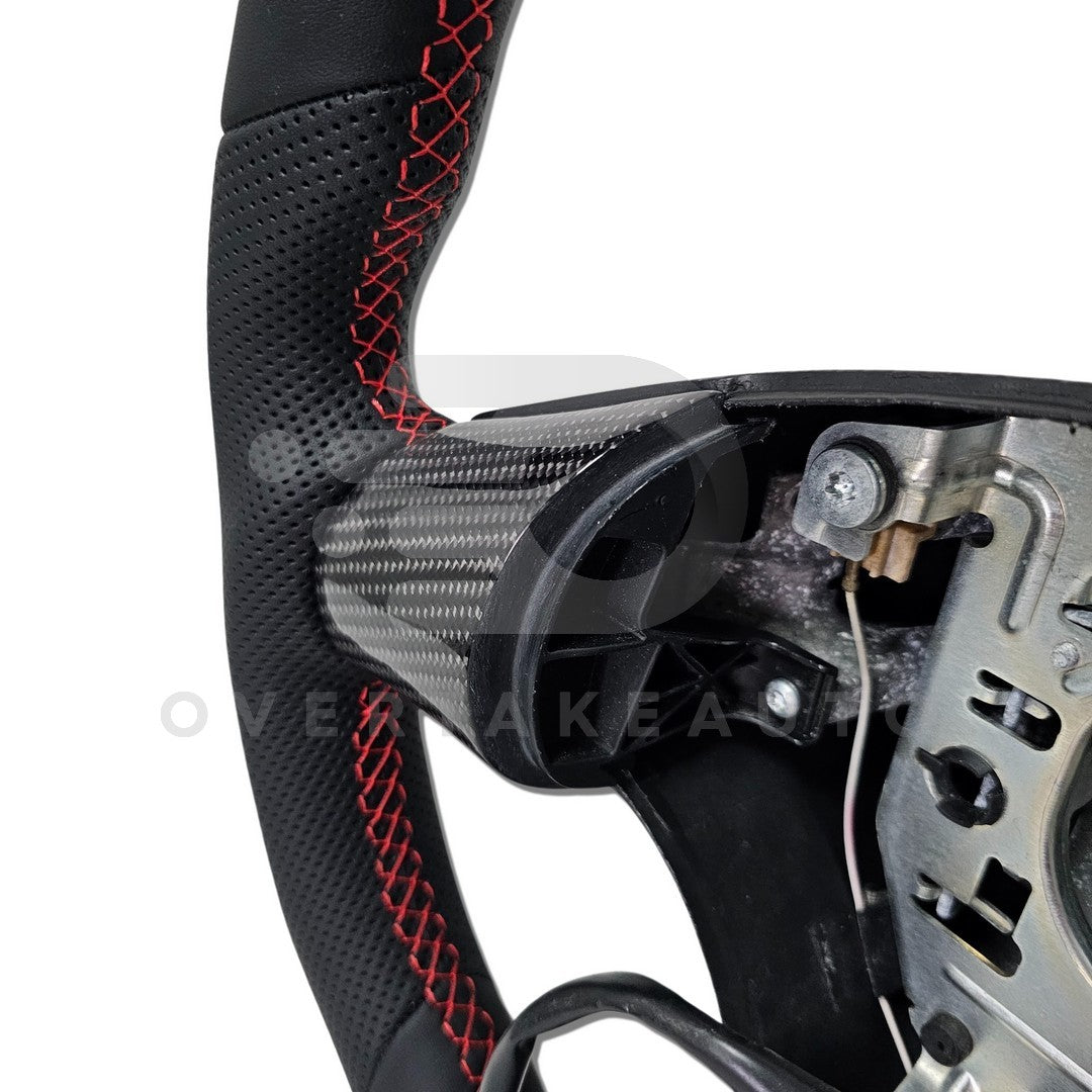 Carbon Fiber Steering Wheel C6 Corvette 2006-2011 Leather + Carbon Button Trim + Carbon Back Plate
