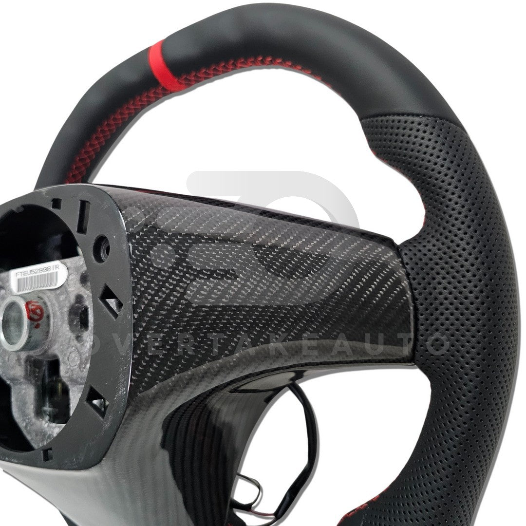 Carbon Fiber Steering Wheel C6 Corvette 2006-2011 Leather + Carbon Button Trim + Carbon Back Plate
