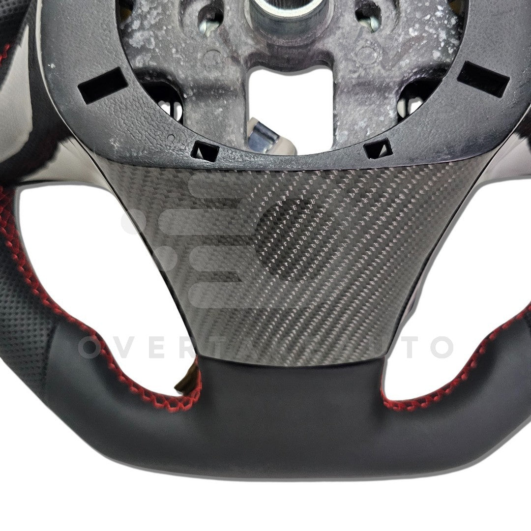 Carbon Fiber Steering Wheel C6 Corvette 2006-2011 Leather + Carbon Button Trim + Carbon Back Plate