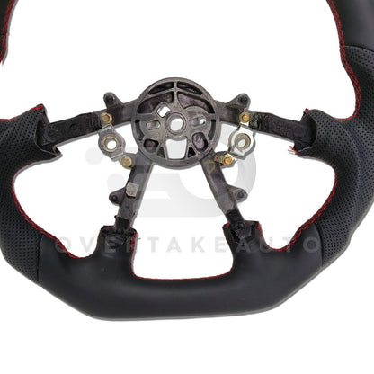 IN STOCK Leather STEERING WHEEL 1997-2004 C5 CORVETTE Round Top + Flat Bottom + Smooth Leather + Red Stitching