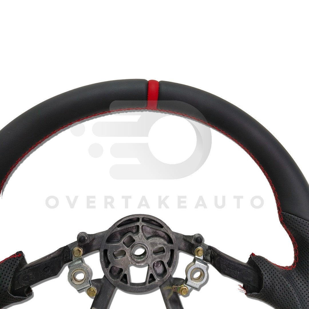 IN STOCK Leather STEERING WHEEL 1997-2004 C5 CORVETTE Round Top + Flat Bottom + Smooth Leather + Red Stitching