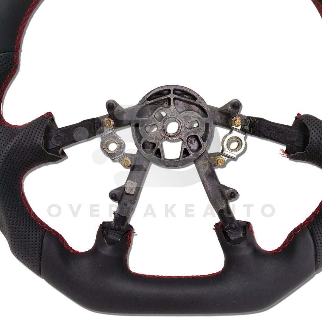 IN STOCK Leather STEERING WHEEL 1997-2004 C5 CORVETTE Round Top + Flat Bottom + Smooth Leather + Red Stitching