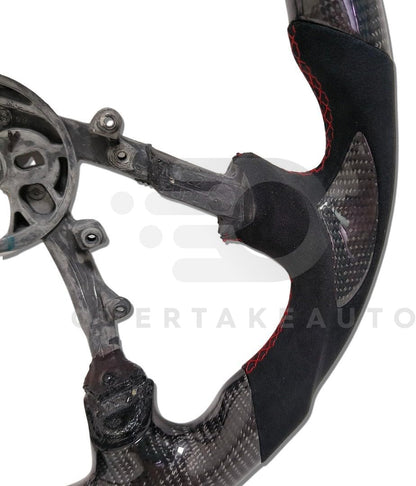 IN STOCK CARBON FIBER STEERING WHEEL 1997-2004 C5 CORVETTE Flat Top + Alcantara + Carbon Thumb Grips