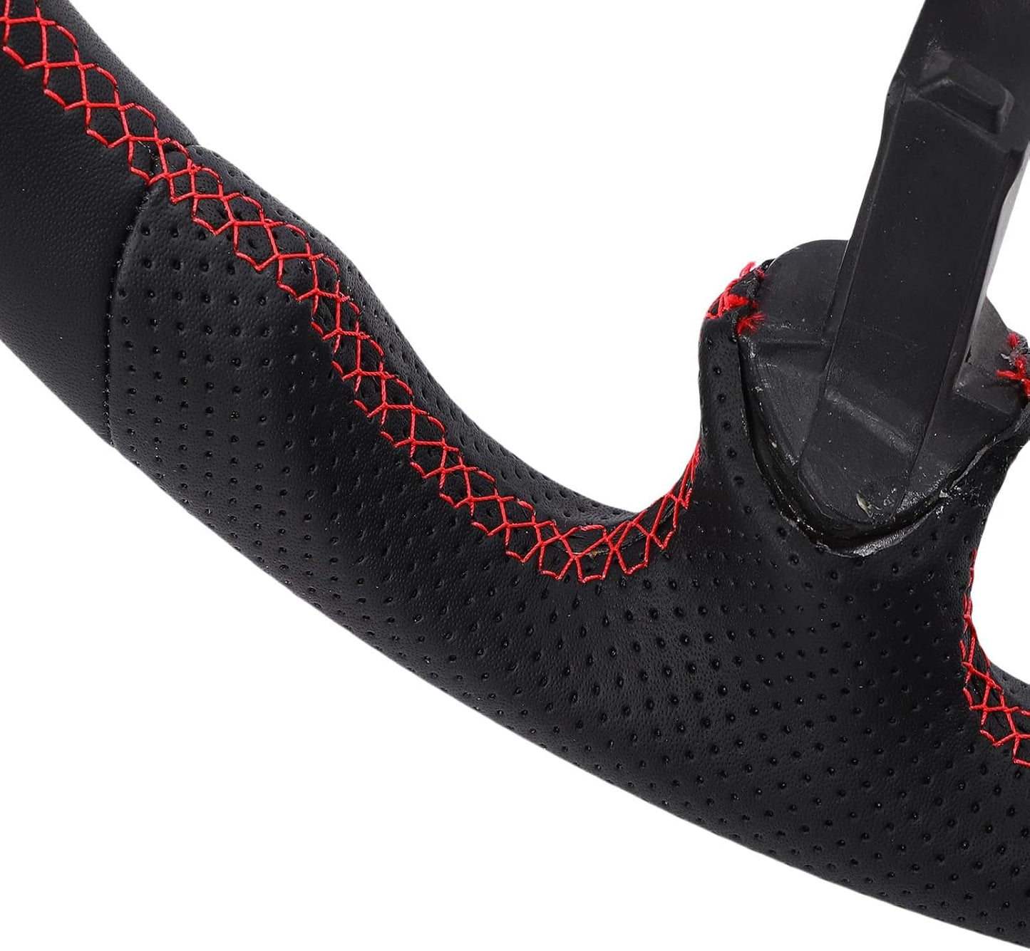 Leather Steering Wheel for Chevrolet Corvette C5 1997-2004 Round-Top Flat-Bottom Perforated Leather Grip, Red Stitching and Red 12 O’Clock Stripe