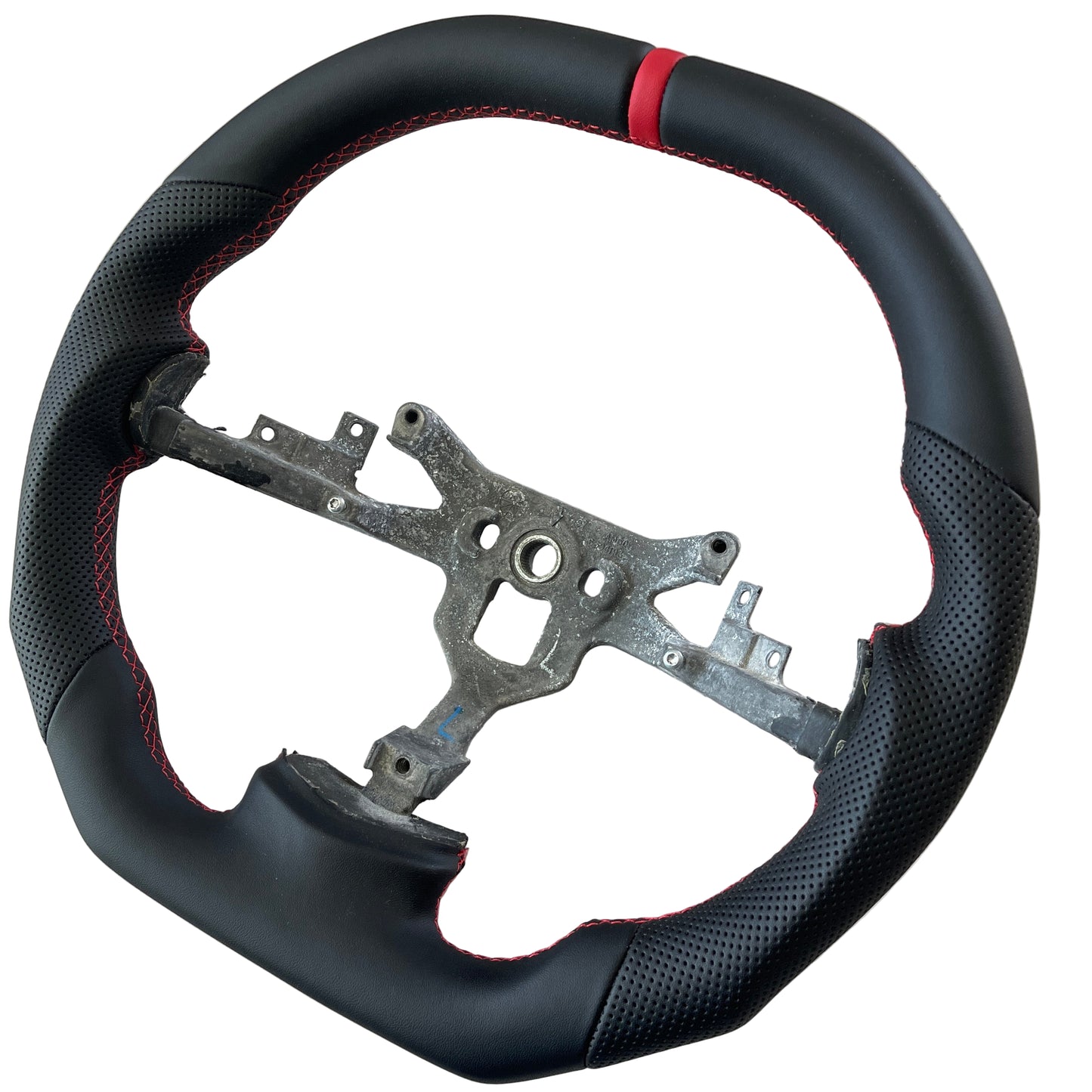 Perforated and Smooth Leather Steering Wheel With  For C6 Corvette 2006-2011 With Flat Top and Flat Bottom