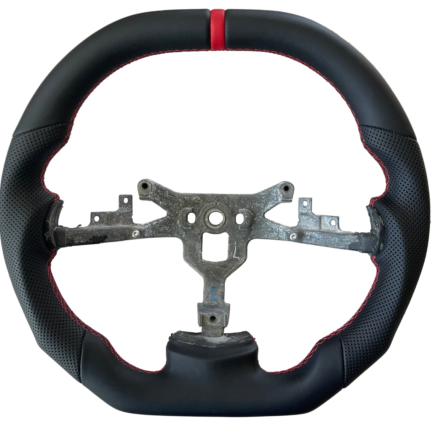 Perforated and Smooth Leather Steering Wheel With  For C6 Corvette 2006-2011 With Flat Top and Flat Bottom