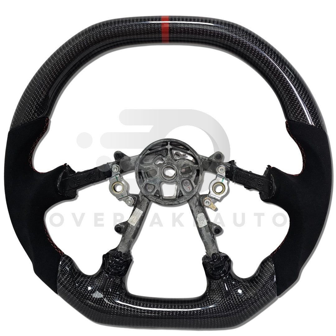 IN STOCK CARBON FIBER STEERING WHEEL, FLAT TOP, ALCANTARA 1997-2004 C5 CORVETTE