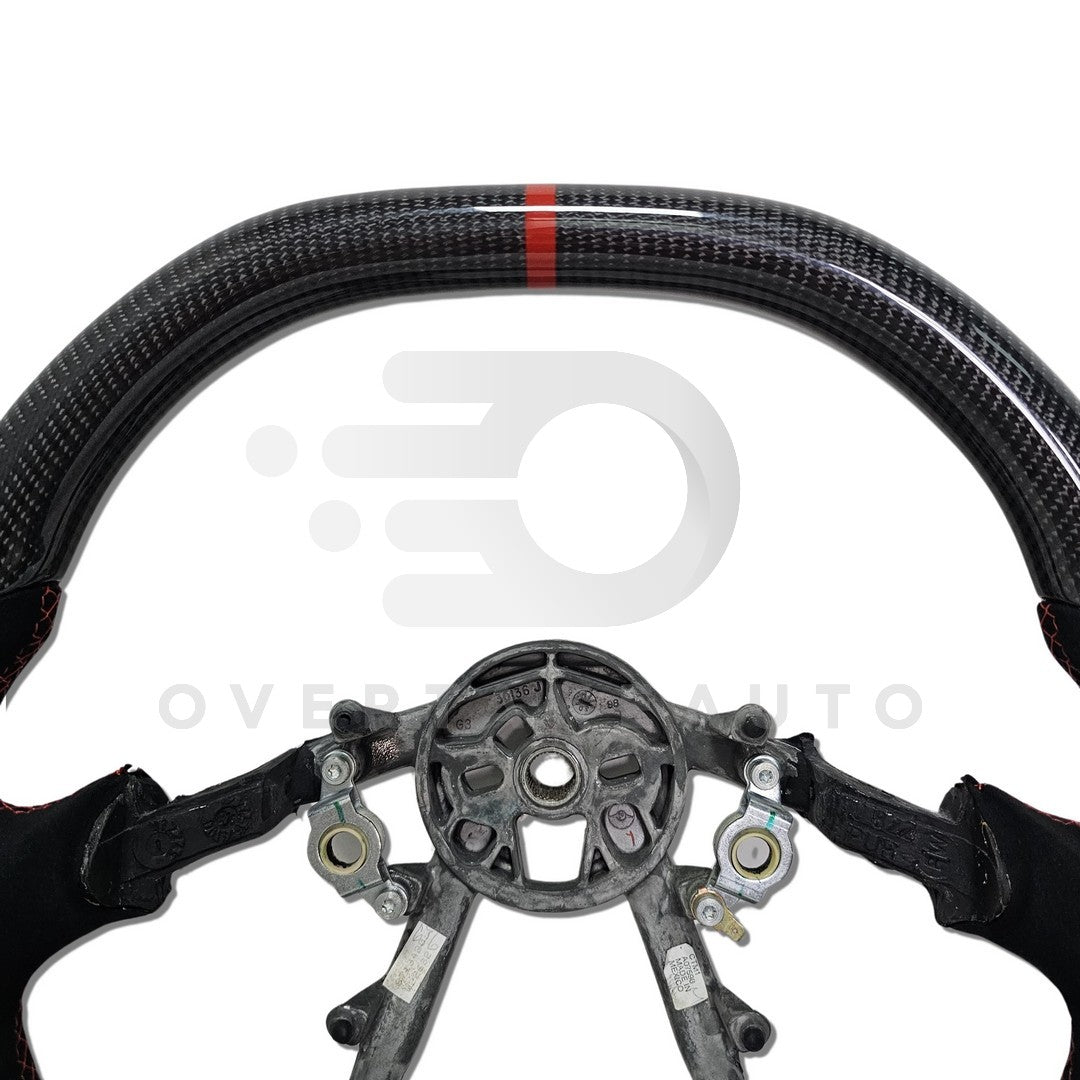 IN STOCK CARBON FIBER STEERING WHEEL, FLAT TOP, ALCANTARA 1997-2004 C5 CORVETTE