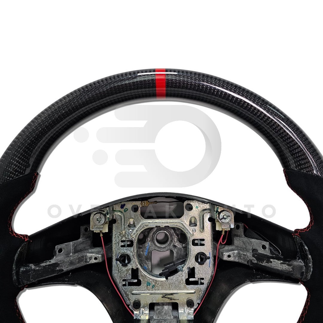 IN STOCK Carbon Fiber Steering Wheel with Alcantara + Red Stripe + Red Stitching for C6 Corvette 2005-2013