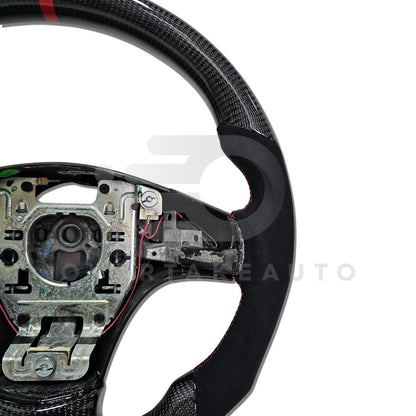 IN STOCK Carbon Fiber Steering Wheel with Alcantara + Red Stripe + Red Stitching for C6 Corvette 2005-2013