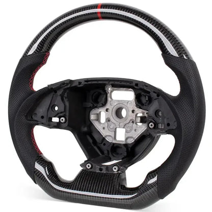 Real Carbon Fiber Steering Wheel for Chevrolet Corvette C7 2014-2019 Generation D-shaped Flat-Bottom Perforated Leather Grip