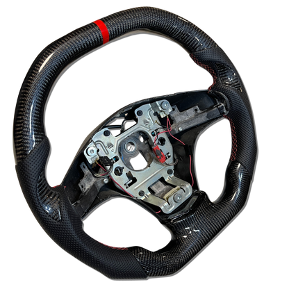 IN STOCK Carbon Fiber Steering Wheel with Flat Top + Carbon Thumb Grips + Red Stitching + Red Stripe for C6 Corvette 2006-2013