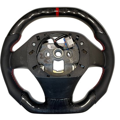 IN STOCK Carbon Fiber Steering Wheel with Flat Top + Carbon Thumb Grips + Red Stitching + Red Stripe for C6 Corvette 2006-2013