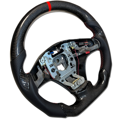 IN STOCK Carbon Fiber Steering Wheel with carbon thumb grips + Red Stitching + Top Stripe for C6 Corvette 2005-2013