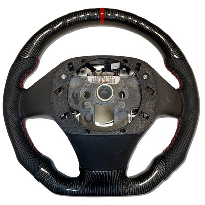 IN STOCK Carbon Fiber Steering Wheel with carbon thumb grips + Red Stitching + Top Stripe for C6 Corvette 2005-2013