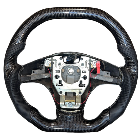 IN STOCK Carbon Fiber Steering Wheel with Flat Top + Carbon Thumb Grips + Silver Stitching for C6 Corvette 2006-2013