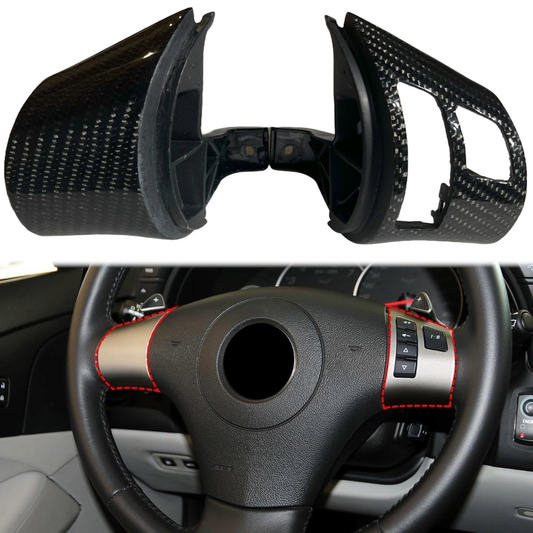 [Customizable] Real Carbon Fiber Steering Wheel Button Trim Cover Frame Bezels interior Replacement part For Chevy Corvette C6 2006-2011