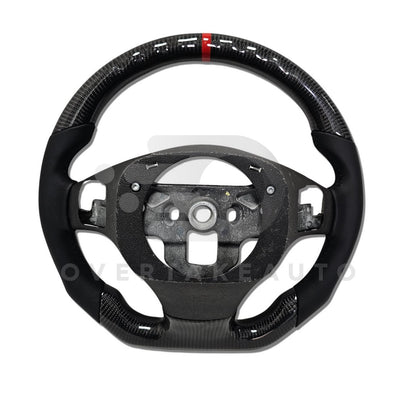 IN STOCK Carbon Fiber Steering Wheel with smooth leather + carbon fiber thumb grips + Black Stitching + Red Top Stripe C6 Corvette 2005-2013