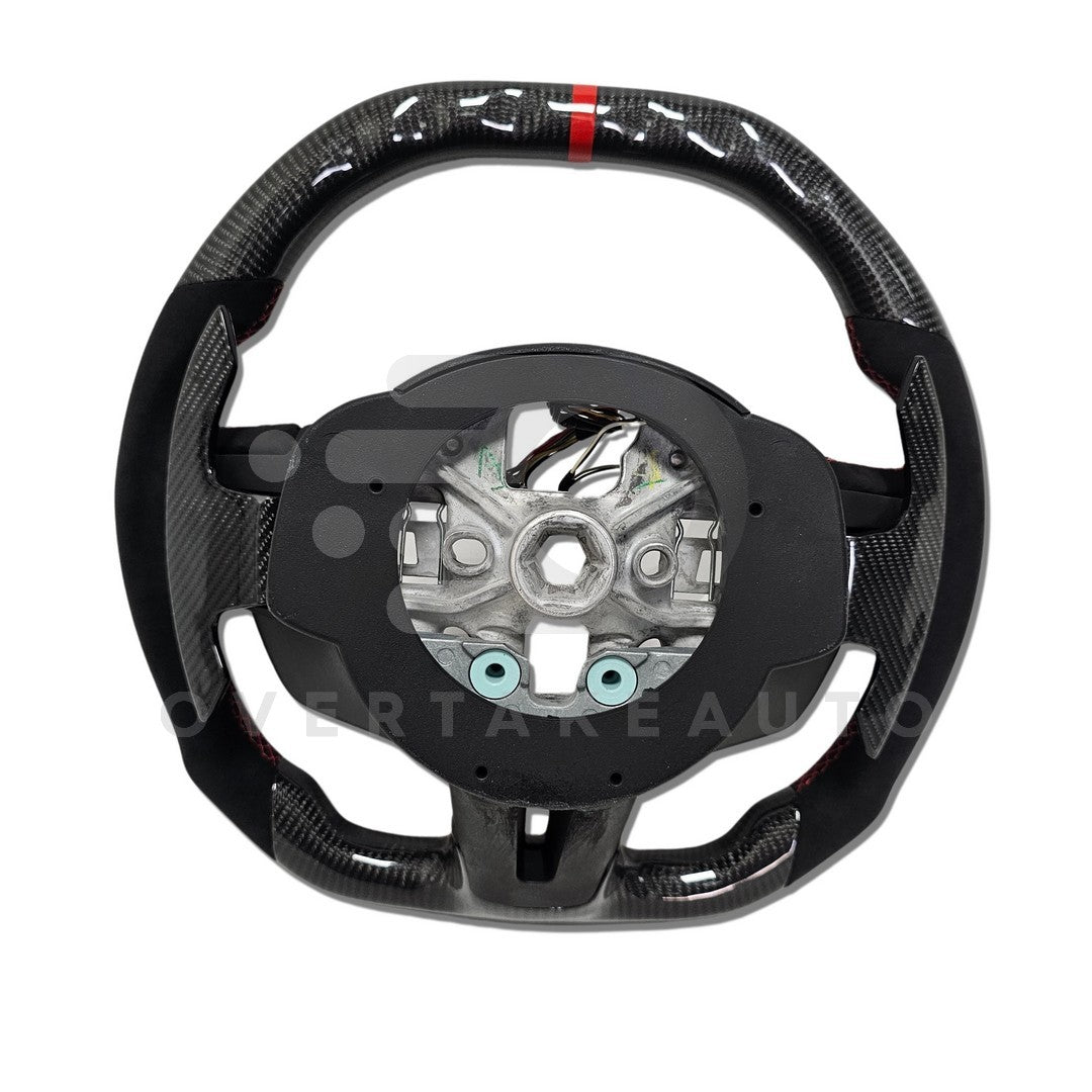 IN STOCK CARBON FIBER STEERING WHEEL 2015-2017 Ford Mustang with button trim, Flat top