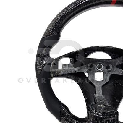 IN STOCK Carbon Fiber Steering Wheel with smooth leather + carbon fiber thumb grips + Black Stitching + Red Top Stripe C6 Corvette 2005-2013