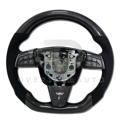 In Stock carbon fiber steering wheel alcantara silver stitching 2008-2014 Cadillac CTS & CTS-V