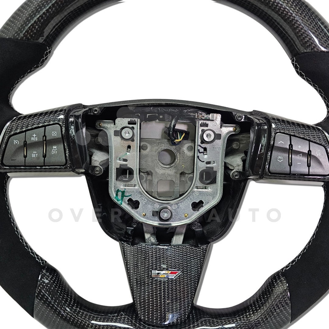 In Stock carbon fiber steering wheel alcantara silver stitching 2008-2014 Cadillac CTS & CTS-V