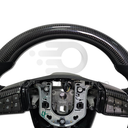 In Stock carbon fiber steering wheel alcantara silver stitching 2008-2014 Cadillac CTS & CTS-V