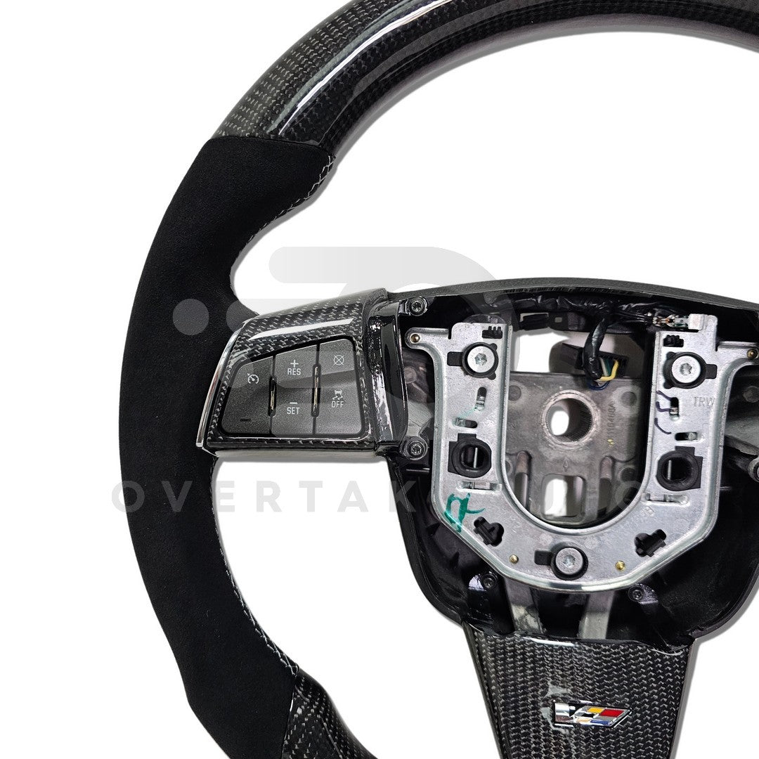 In Stock carbon fiber steering wheel alcantara silver stitching 2008-2014 Cadillac CTS & CTS-V