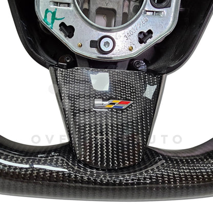 In Stock carbon fiber steering wheel alcantara silver stitching 2008-2014 Cadillac CTS & CTS-V