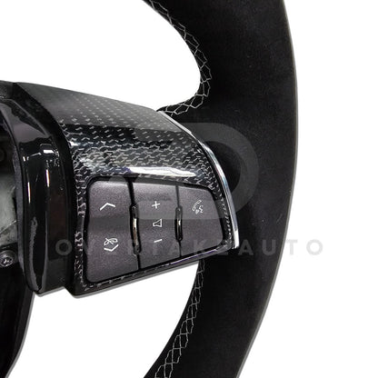 In Stock carbon fiber steering wheel alcantara silver stitching 2008-2014 Cadillac CTS & CTS-V