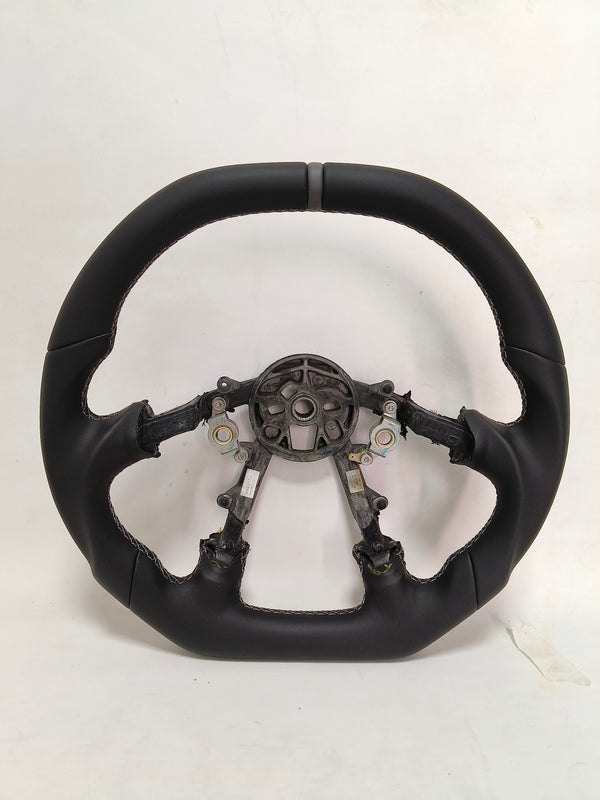IN STOCK LEATHER STEERING WHEEL, Flat top, Smooth leather, Silver stitching silver top stripe, 1997-2004 C5 CORVETTE