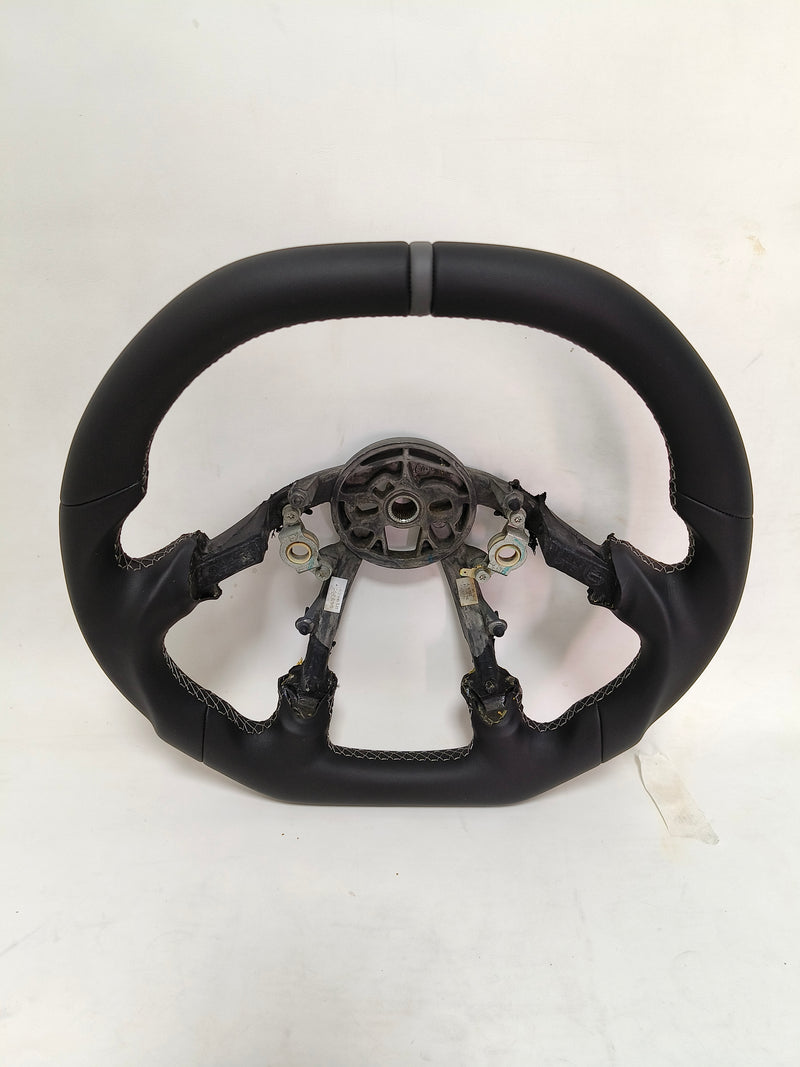 IN STOCK LEATHER STEERING WHEEL, Flat top, Smooth leather, Silver stitching silver top stripe, 1997-2004 C5 CORVETTE