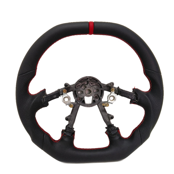 IN STOCK LEATHER STEERING WHEEL, Flat top, perforated leather, Smooth leather, Red stitching 1997-2004 C5 CORVETTE
