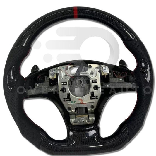 IN STOCK Carbon Fiber Steering Wheel with Carbon thumb grips + Red Stripe + Red Stitching for C6 Corvette 2005-2013