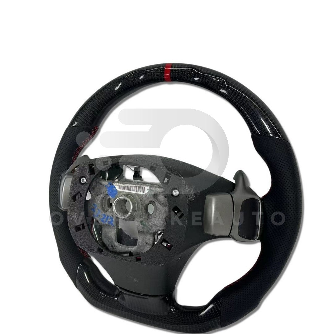 IN STOCK Carbon Fiber Steering Wheel with Carbon thumb grips + Red Stripe + Red Stitching for C6 Corvette 2005-2013