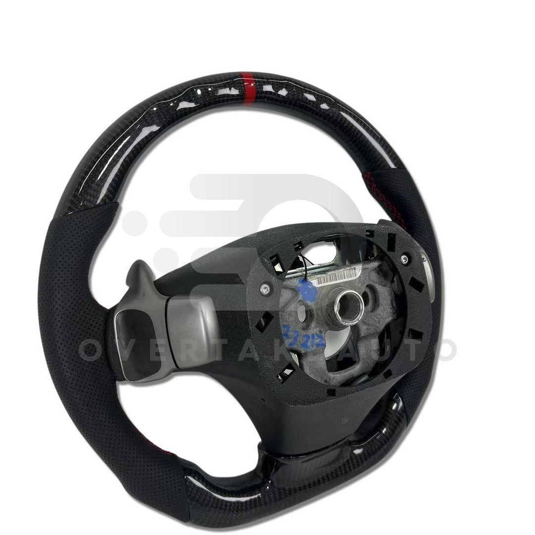 Carbon Fiber Steering Wheel with Carbon thumb grips + Red Stripe + Red Stitching for C6 Corvette 2005-2013