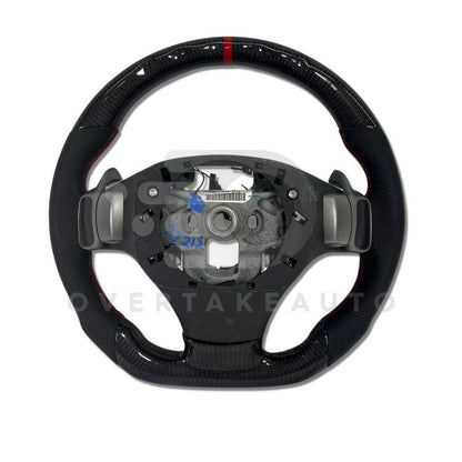 Carbon Fiber Steering Wheel with Carbon thumb grips + Red Stripe + Red Stitching for C6 Corvette 2005-2013