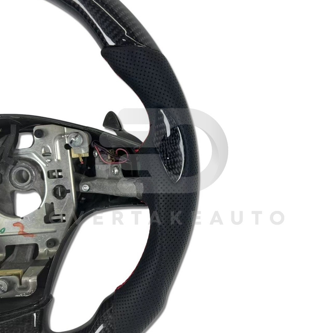 IN STOCK Carbon Fiber Steering Wheel with Carbon thumb grips + Red Stripe + Red Stitching for C6 Corvette 2005-2013