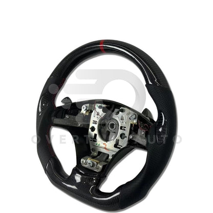 Carbon Fiber Steering Wheel with Carbon thumb grips + Red Stripe + Red Stitching for C6 Corvette 2005-2013