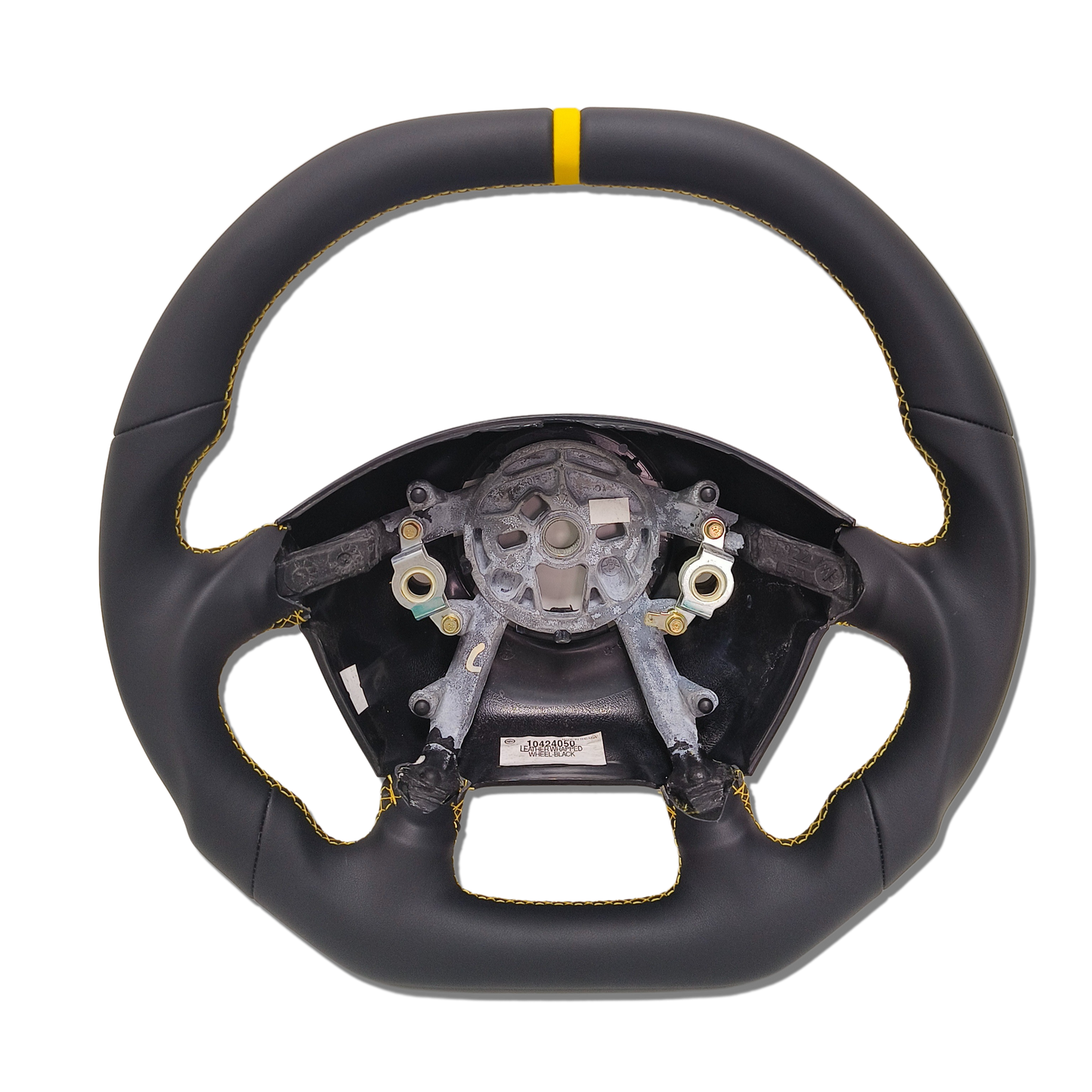 IN STOCK Smooth Leather STEERING WHEEL 1997-2004 C5 CORVETTE Yellow Stitching Yellow Stripe Flat Top Flat Bottom Smooth Leather