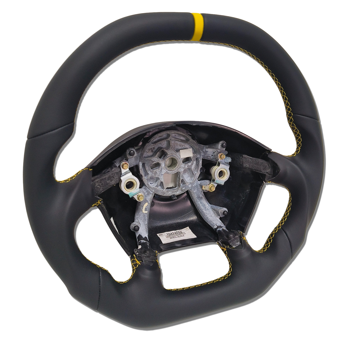 IN STOCK Smooth Leather STEERING WHEEL 1997-2004 C5 CORVETTE Yellow Stitching Yellow Stripe Flat Top Flat Bottom Smooth Leather