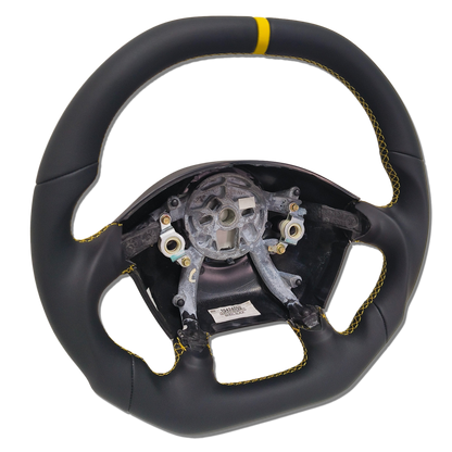 IN STOCK Smooth Leather STEERING WHEEL 1997-2004 C5 CORVETTE Yellow Stitching Yellow Stripe Flat Top Flat Bottom Smooth Leather