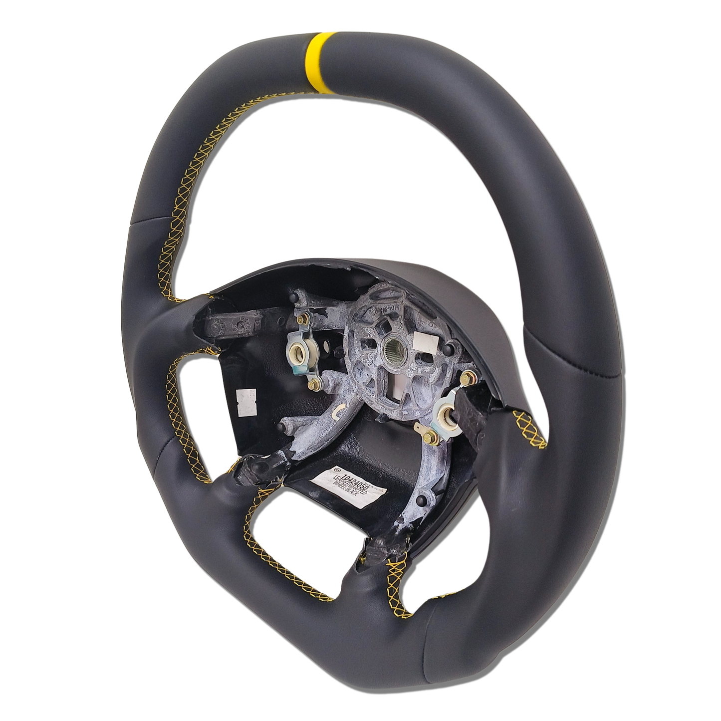 IN STOCK Smooth Leather STEERING WHEEL 1997-2004 C5 CORVETTE Yellow Stitching Yellow Stripe Flat Top Flat Bottom Smooth Leather