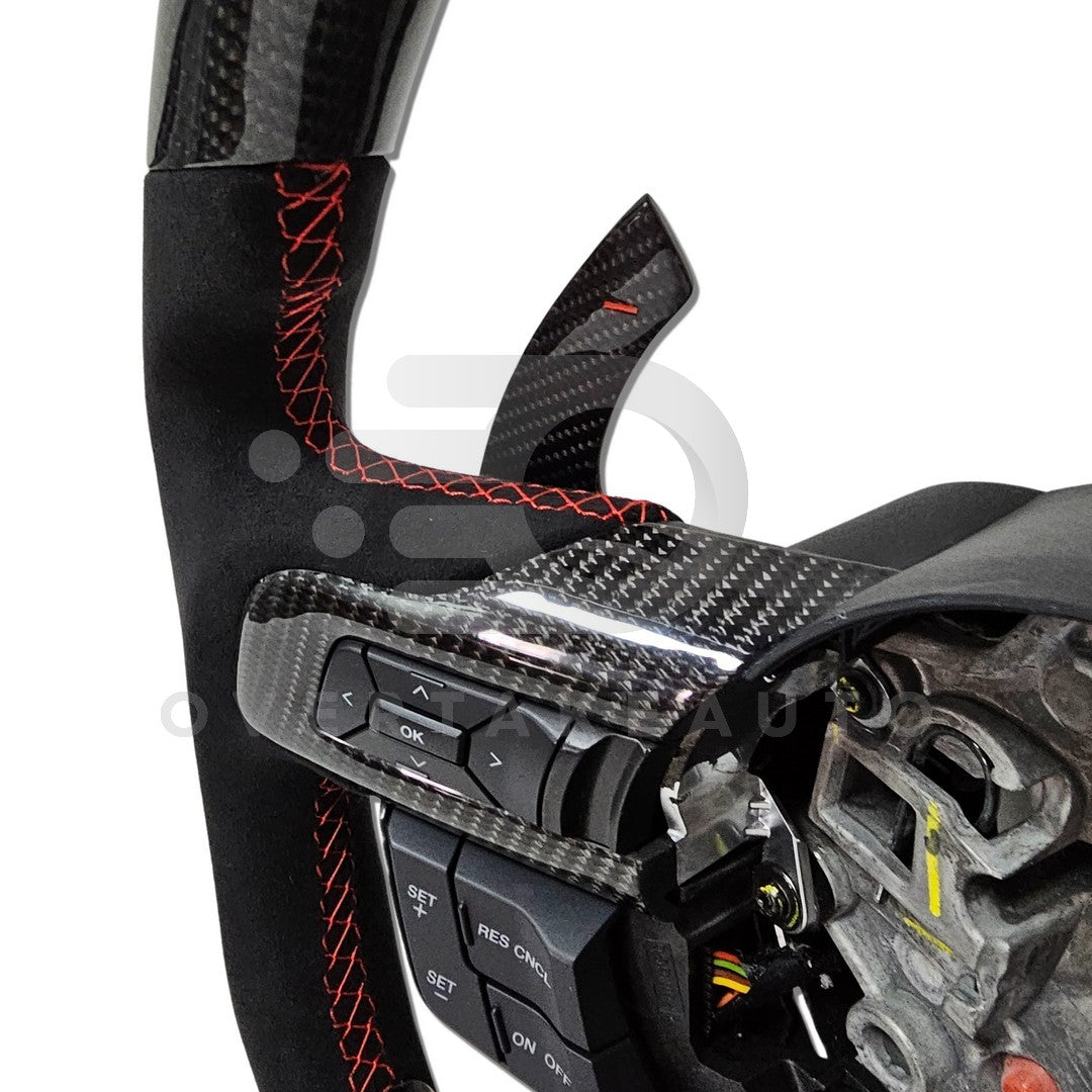 IN STOCK CARBON FIBER STEERING WHEEL 2018-2023 Ford Mustang with button trim and paddle shifters