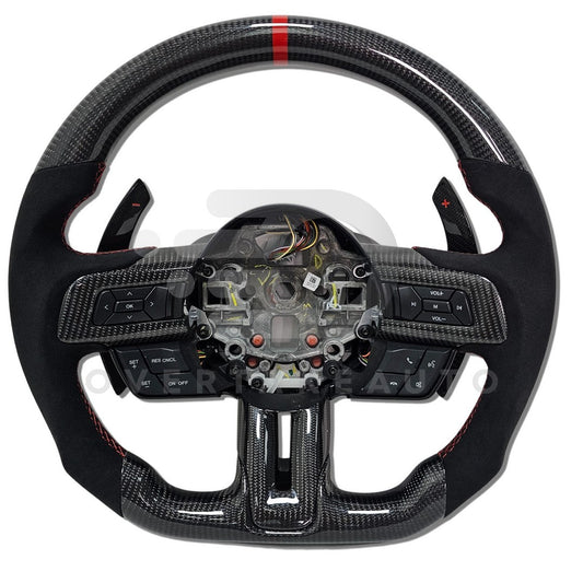 IN STOCK CARBON FIBER STEERING WHEEL 2018-2023 Ford Mustang with button trim and paddle shifters