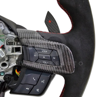 IN STOCK CARBON FIBER STEERING WHEEL 2015-2017 Ford Mustang with button trim, Flat top