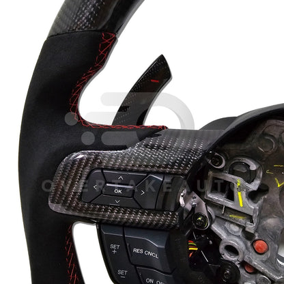 IN STOCK CARBON FIBER STEERING WHEEL 2018-2023 Ford Mustang with button trim and paddle shifters